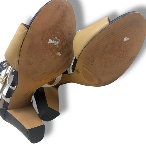 Vince Camuto Gladiator Black Beige White Adriana Heel Sandal - Size 9 - Picture 9 of 12